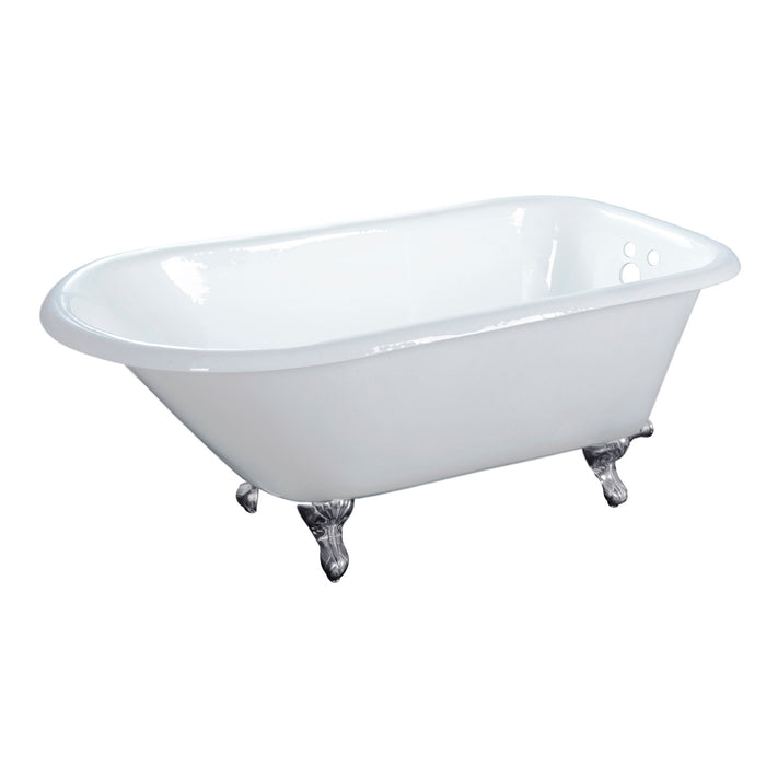 Aqua Eden VCT3D483018NT1 48-Inch Cast Iron Classic Flat-Rim Roll Top Clawfoot Tub (3-3/8-Inch Wall Drillings), White/Polished Chrome