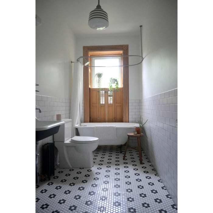 Kingston Heirloom VCT3D603019NT5 - Aqua Eden 60-Inch Cast Iron Oval Rectangular Roll Top Clawfoot Tub (3-3/8-Inch Wall Drillings), White/Oil Rubbed Bronze