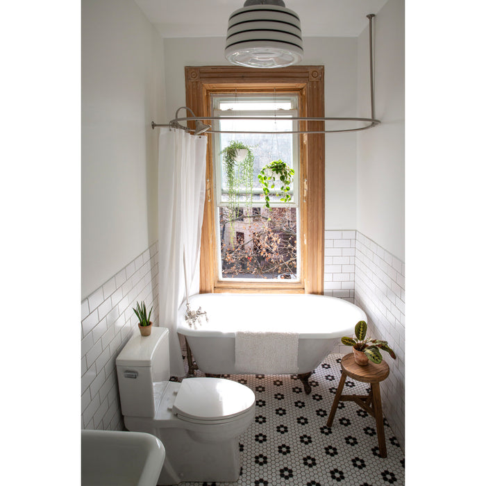 Kingston Heirloom VCT3D603019NT5 - Aqua Eden 60-Inch Cast Iron Oval Rectangular Roll Top Clawfoot Tub (3-3/8-Inch Wall Drillings), White/Oil Rubbed Bronze