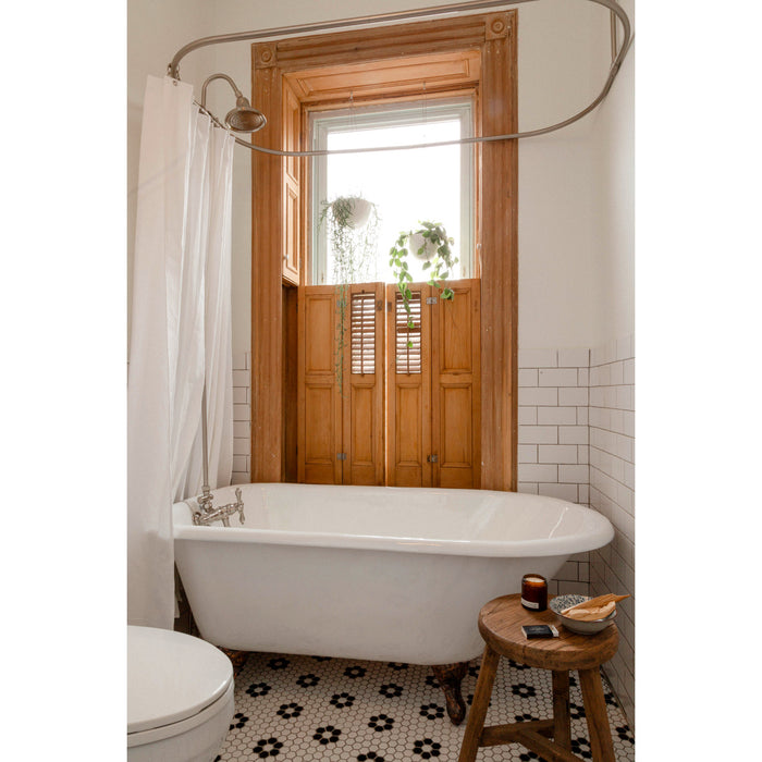 Kingston Heirloom VCT3D603019NT5 - Aqua Eden 60-Inch Cast Iron Oval Rectangular Roll Top Clawfoot Tub (3-3/8-Inch Wall Drillings), White/Oil Rubbed Bronze