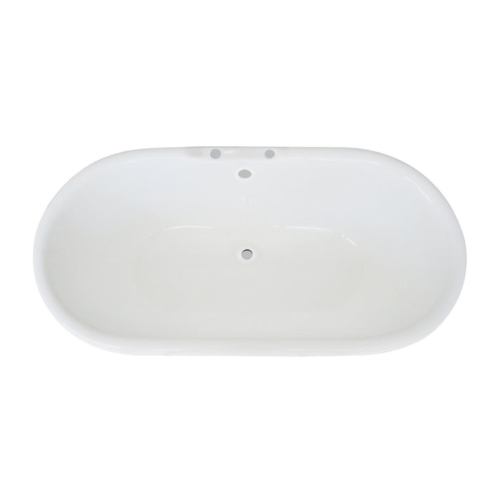 Kingston Heirloom VCT7D603024 - Aqua Eden 60-Inch Cast Iron Oval Double Ended Pedestal Tub (7-Inch Faucet Drillings), White