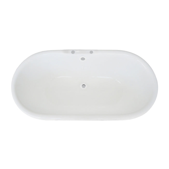 Kingston Heirloom VCT7D603024 - Aqua Eden 60-Inch Cast Iron Oval Double Ended Pedestal Tub (7-Inch Faucet Drillings), White