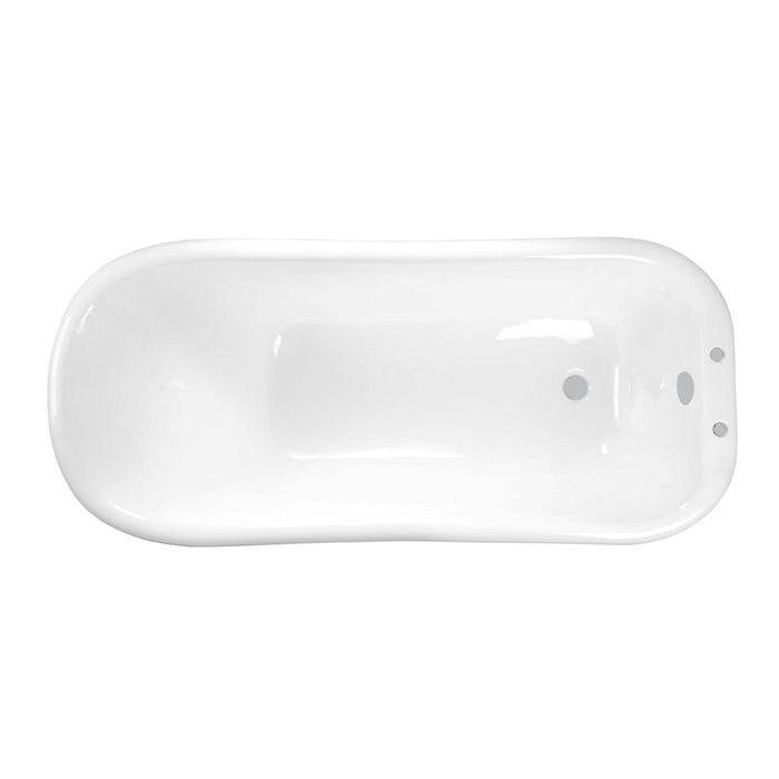 Kingston Heirloom VCT7D663028 - Aqua Eden 66-Inch Cast Iron D-Shaped Single Slipper Pedestal Tub (7-Inch Faucet Drillings), White