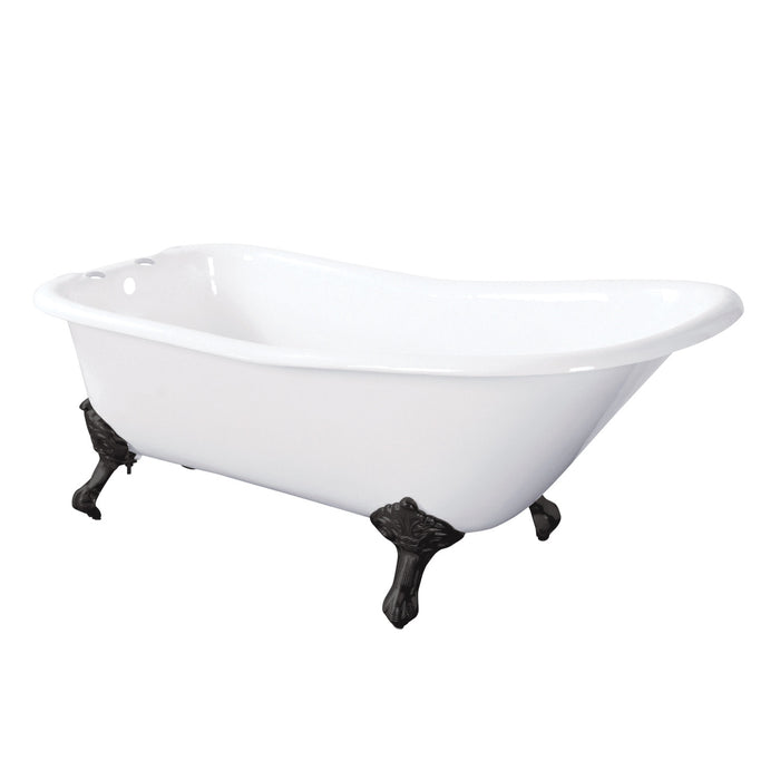 Kingston Heirloom VCT7D6630NF0 - Aqua Eden 67-Inch Cast Iron Classic Flat-Rim Single Slipper Clawfoot Tub (7-Inch Faucet Drillings), White/Matte Black