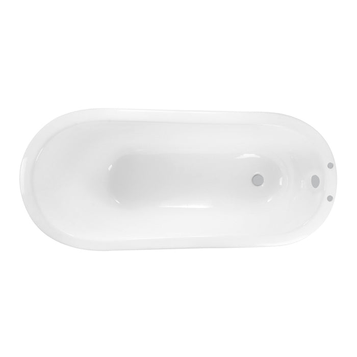 Aqua Eden VCT7D673128 67-Inch Cast Iron Oval Single Slipper Pedestal Tub (7-Inch Faucet Drillings), White