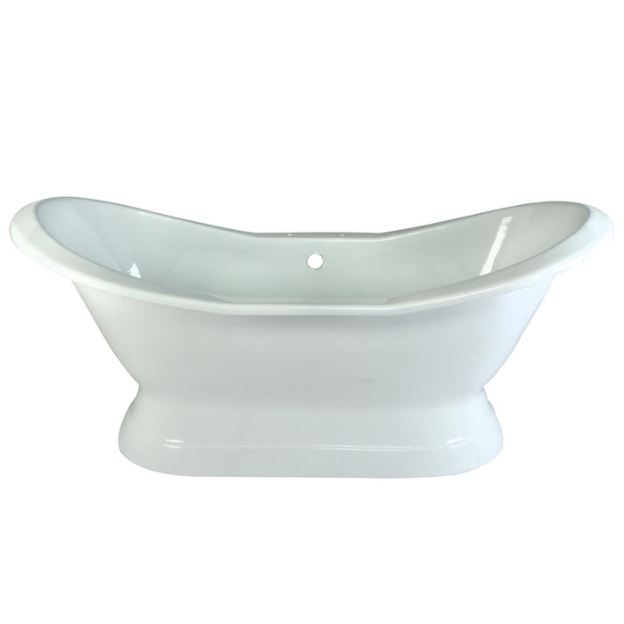 Kingston Heirloom VCT7D723130 - Aqua Eden 72-Inch Cast Iron Oval Double Slipper Pedestal Tub (7-Inch Faucet Drillings), White