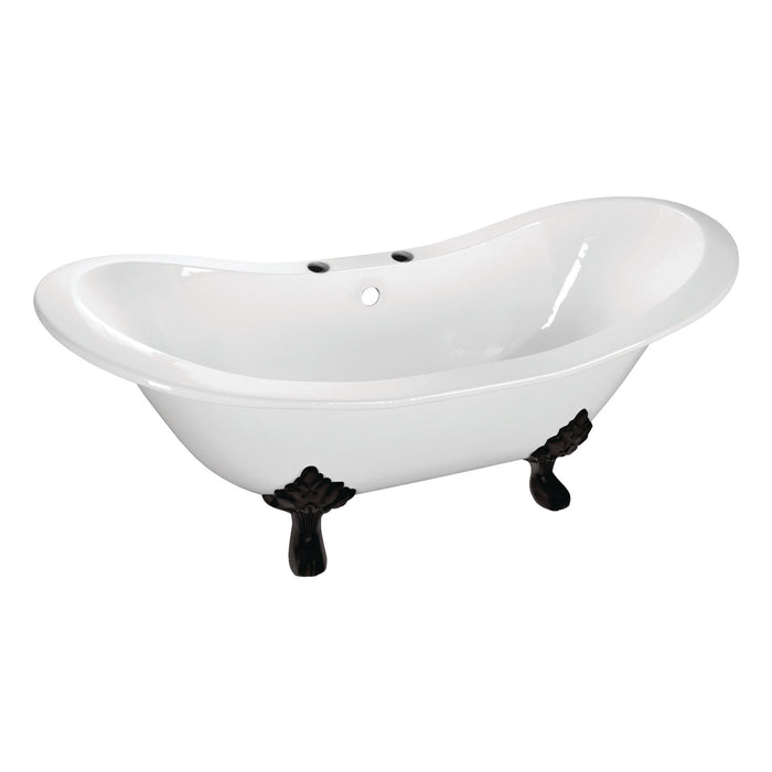 Kingston Heirloom VCT7D7231NC0 - Aqua Eden 72-Inch Cast Iron Oval Double Slipper Clawfoot Tub (7-Inch Faucet Drillings), White/Matte Black
