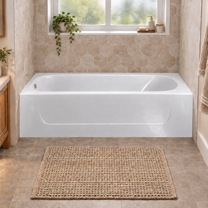 Kingston Tulare VCTAP603015L - Aqua Eden 60-Inch Cast Iron Rectangular 3-Wall Alcove Tub, Left Drain Hole, White
