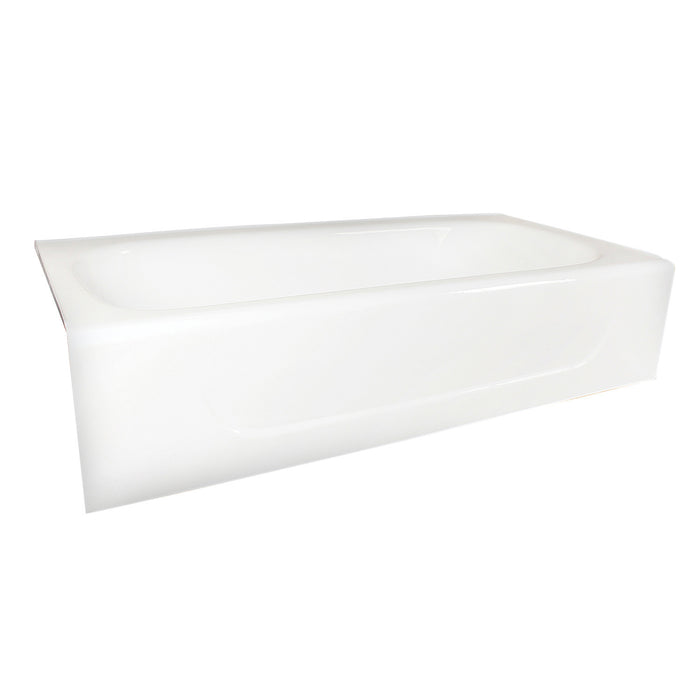 Kingston Tulare VCTAP603015L - Aqua Eden 60-Inch Cast Iron Rectangular 3-Wall Alcove Tub, Left Drain Hole, White