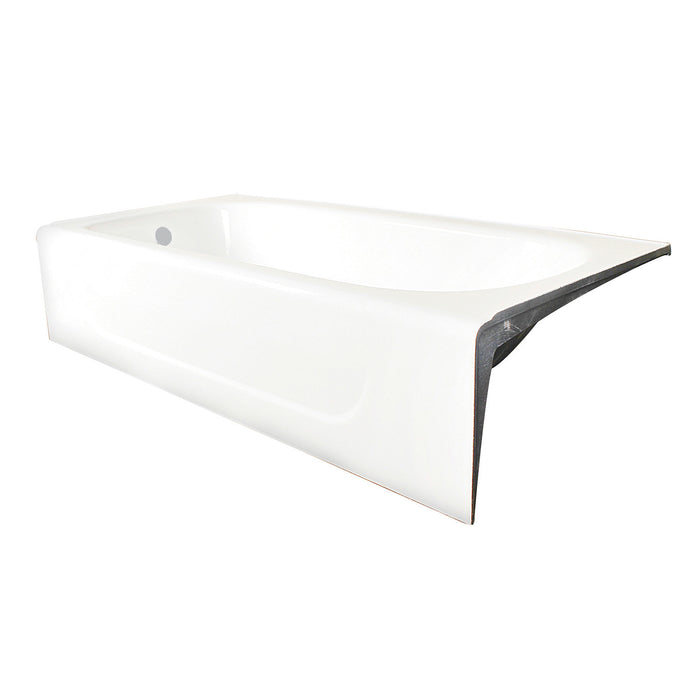 Kingston Tulare VCTAP603015L - Aqua Eden 60-Inch Cast Iron Rectangular 3-Wall Alcove Tub, Left Drain Hole, White