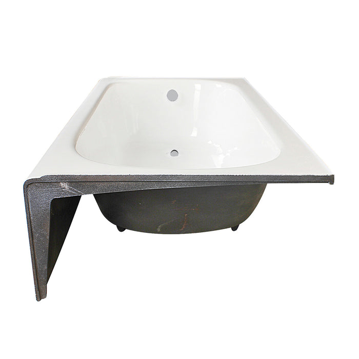Kingston Tulare VCTAP603015L - Aqua Eden 60-Inch Cast Iron Rectangular 3-Wall Alcove Tub, Left Drain Hole, White