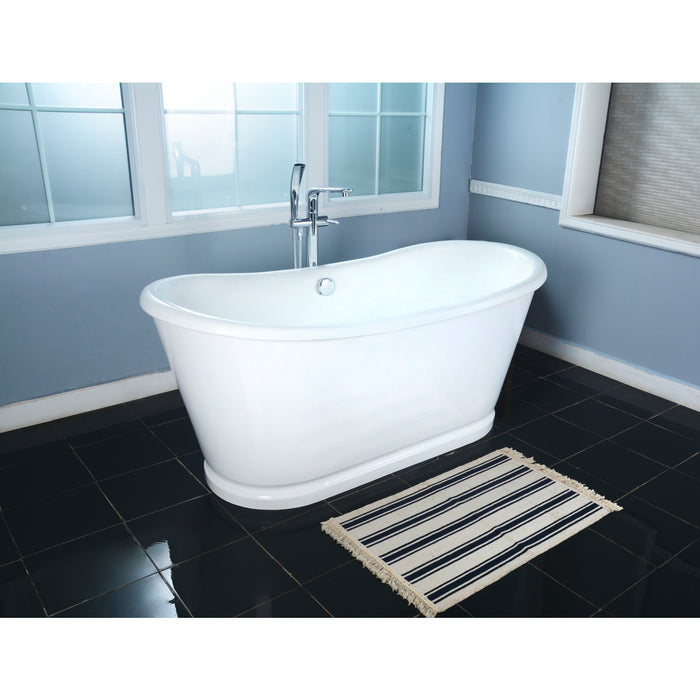 Kingston Heirloom VCTDS662829 - Aqua Eden 66-Inch Cast Iron Oval Double Slipper Pedestal Tub (No Faucet Drillings), White