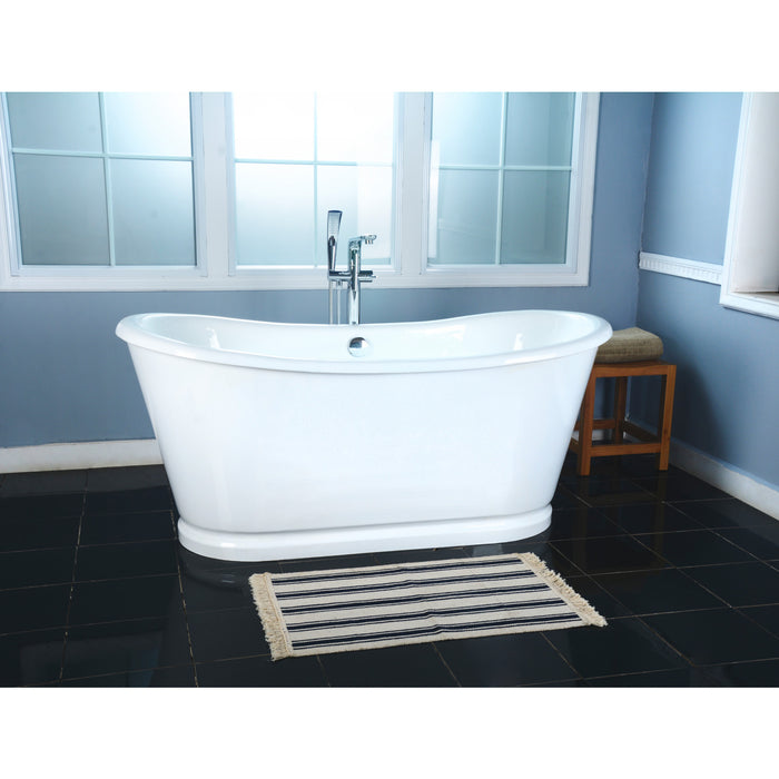 Kingston Heirloom VCTDS662829 - Aqua Eden 66-Inch Cast Iron Oval Double Slipper Pedestal Tub (No Faucet Drillings), White