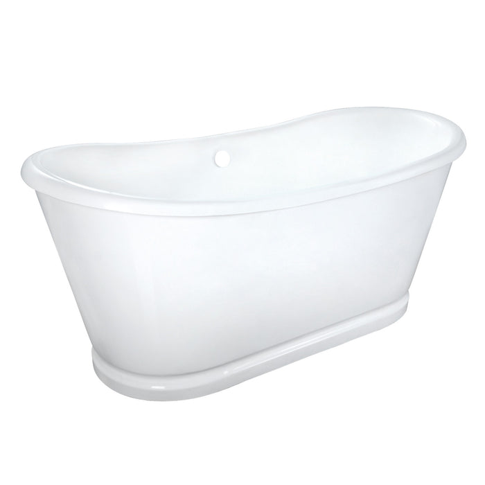 Kingston Heirloom VCTDS662829 - Aqua Eden 66-Inch Cast Iron Oval Double Slipper Pedestal Tub (No Faucet Drillings), White
