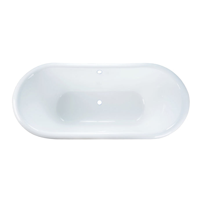 Kingston Heirloom VCTDS723129 - Aqua Eden 72-Inch Cast Iron Oval Double Slipper Pedestal Tub (No Faucet Drillings), White