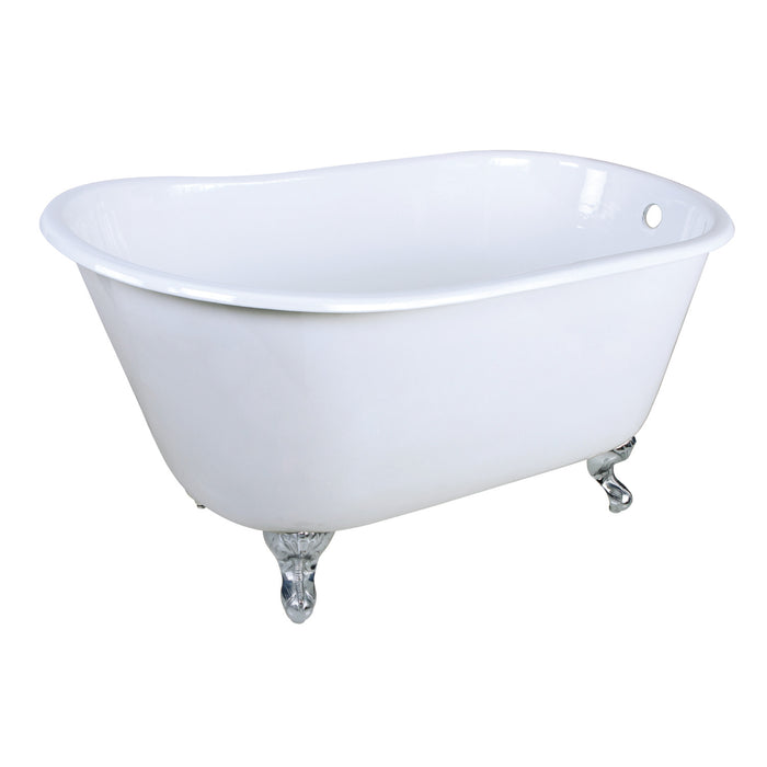 Onamia VCTND4828NT1 48-Inch Cast Iron Oval Single Slipper Clawfoot Tub (No Faucet Drillings), White/Polished Chrome