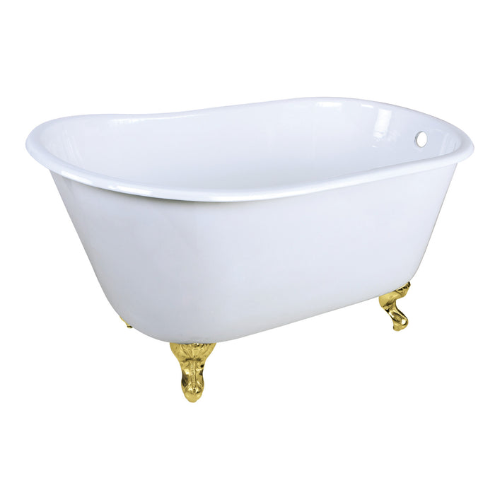Kingston Heirloom VCTND4828NT2 - Onamia 48-Inch Cast Iron Oval Single Slipper Clawfoot Tub (No Faucet Drillings), White/Polished Brass