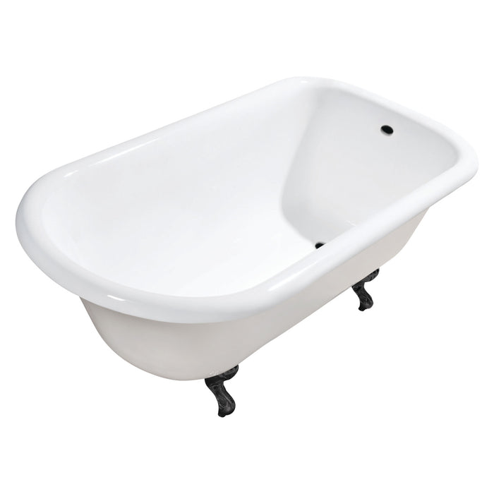 Kingston Heirloom VCTND483117W0 - Aqua Eden 48-Inch Cast Iron Classic Flat-Rim Roll Top Clawfoot Tub (No Faucet Drillings), White/Matte Black