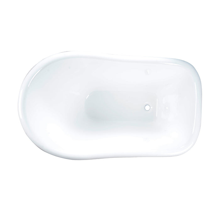 Kingston Heirloom VCTND513029 - Aqua Eden 51-Inch Cast Iron D-Shaped Single Slipper Pedestal Tub (No Faucet Drillings), White