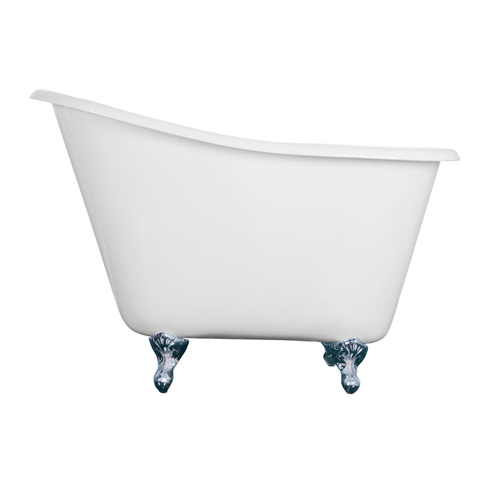 Tazatina VCTND5130NT1 51-Inch Cast Iron Classic Flat-Rim Single Slipper Clawfoot Tub (No Faucet Drillings), White/Polished Chrome