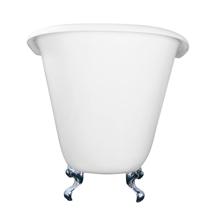 Tazatina VCTND5130NT1 51-Inch Cast Iron Classic Flat-Rim Single Slipper Clawfoot Tub (No Faucet Drillings), White/Polished Chrome