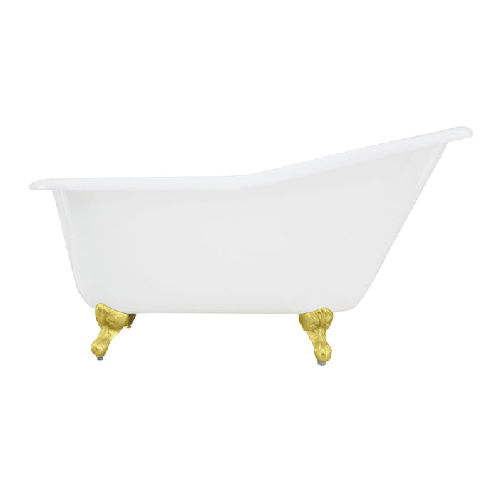 Kingston Heirloom VCTND6030NT2 - Aqua Eden 60-Inch Cast Iron Oval Single Slipper Clawfoot Tub (No Faucet Drillings), White/Polished Brass