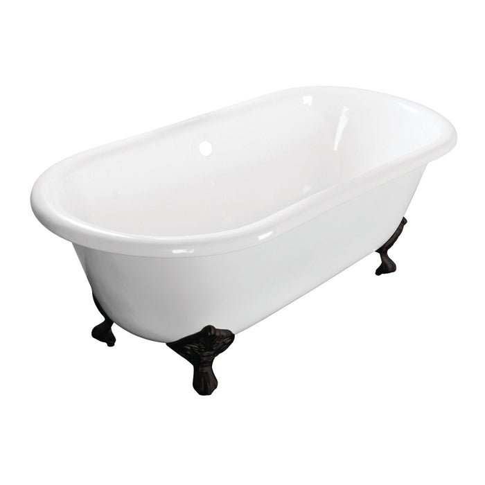 Kingston Heirloom VCTND663013NB0 - Aqua Eden 66-Inch Cast Iron Oval Double Ended Clawfoot Tub (No Faucet Drillings), White/Matte Black