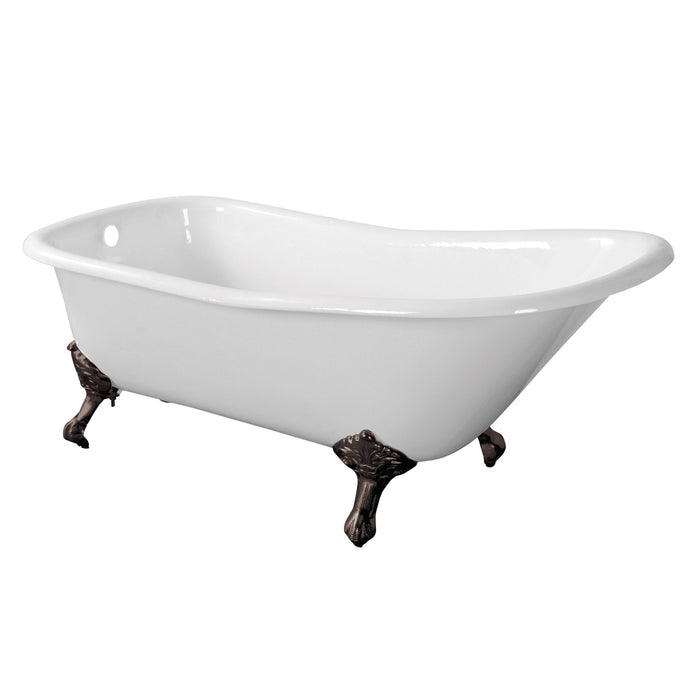 Kingston Heirloom VCTND6630NF5 - Aqua Eden 67-Inch Cast Iron Classic Flat-Rim Single Slipper Clawfoot Tub (No Faucet Drillings), White/Oil Rubbed Bronze