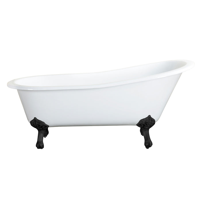 Kingston Heirloom VCTND673122ZB0 - Aqua Eden 67-Inch Cast Iron Oval Single Slipper Clawfoot Tub (No Faucet Drillings), White/Matte Black