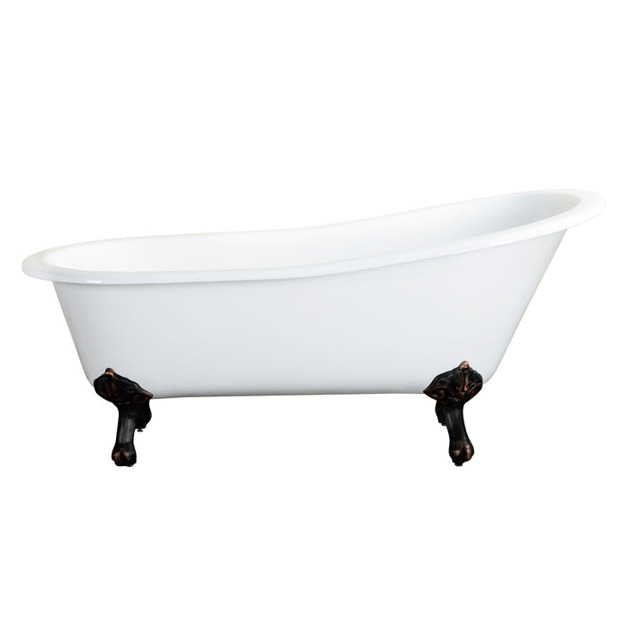 Kingston Heirloom VCTND673122ZB5 - Aqua Eden 67-Inch Cast Iron Oval Single Slipper Clawfoot Tub (No Faucet Drillings), White/Oil Rubbed Bronze