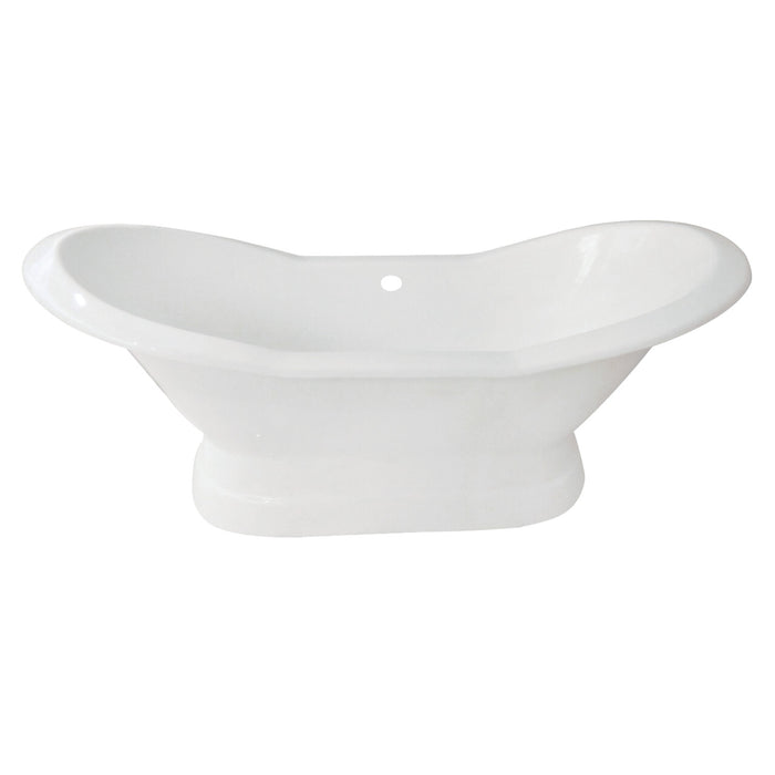 Kingston Heirloom VCTND723130 - Aqua Eden 72-Inch Cast Iron Oval Double Slipper Pedestal Tub (No Faucet Drillings), White