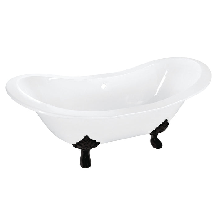 Kingston Heirloom VCTND7231NC0 - Aqua Eden 72-Inch Cast Iron Oval Double Slipper Clawfoot Tub (No Faucet Drillings), White/Matte Black