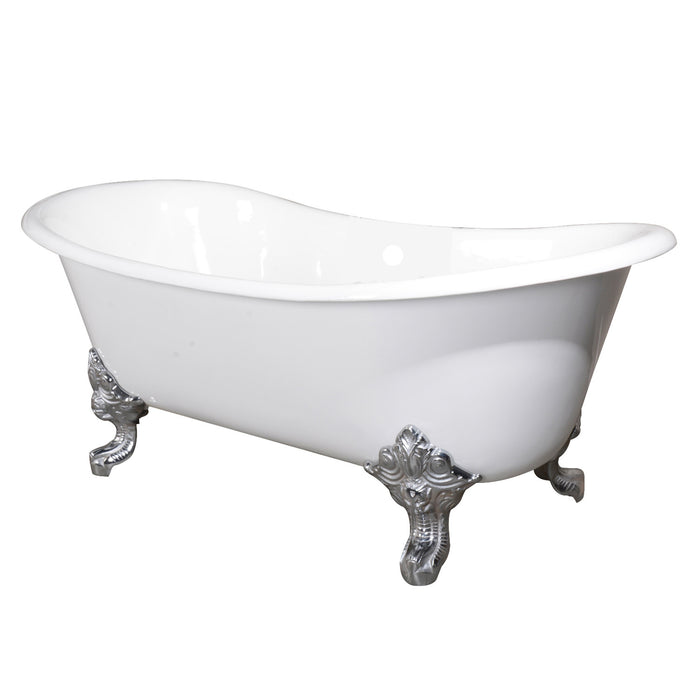Kingston Heirloom VCTNDS7231NL1 - Aqua Eden 72-Inch Cast Iron Oval Double Slipper Clawfoot Tub (No Faucet Drillings), White/Polished Chrome