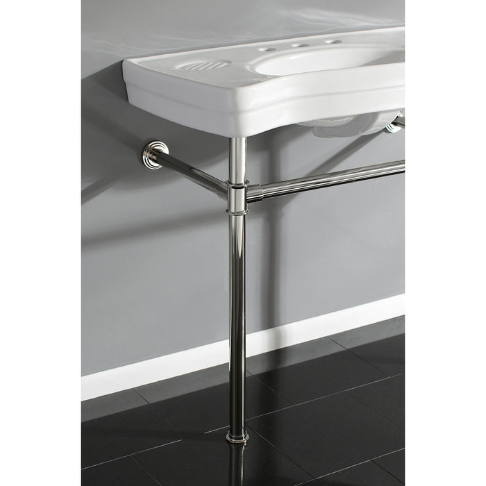 Imperial VPB1366ST 36-Inch Ceramic Console Sink with Stainless Steel Legs (8-Inch, 3-Hole), White/Polished Nickel