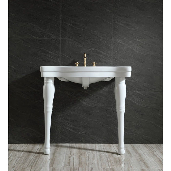 Imperial VPB1368 36-Inch Ceramic Console Sink and Legs (8-Inch, 3-Hole), White