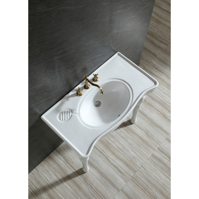 Kingston Heirloom VPB1368 - Imperial 36-Inch Ceramic Console Sink and Legs (8-Inch, 3-Hole), White