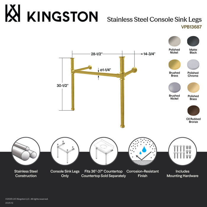 Kingston Tulare VPB13681 - Fauceture Stainless Steel Console Sink Legs, Polished Chrome