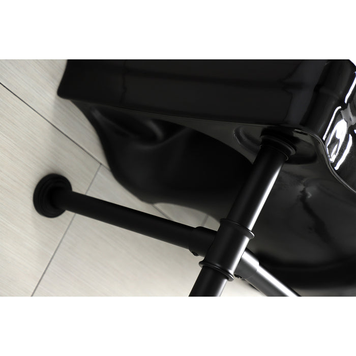 Kingston Tulare VPB136K0ST - Imperial 36-Inch Ceramic Console Sink with Stainless Steel Legs (8-Inch, 3-Hole), Black/Matte Black
