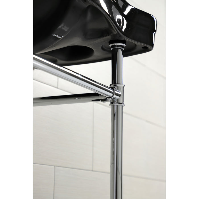 Imperial VPB136K1ST 36-Inch Ceramic Console Sink with Stainless Steel Legs (8-Inch, 3-Hole), Black/Polished Chrome