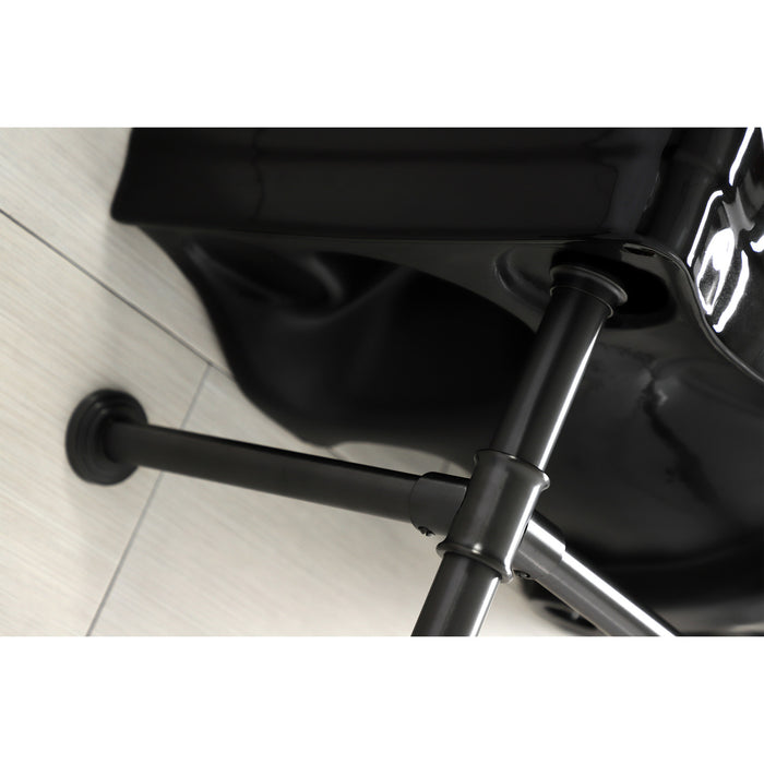 Imperial VPB136K5ST 36-Inch Ceramic Console Sink with Stainless Steel Legs (8-Inch, 3-Hole), Black/Oil Rubbed Bronze