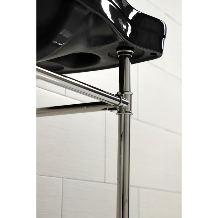 Imperial VPB136K6ST 36-Inch Ceramic Console Sink with Stainless Steel Legs (8-Inch, 3-Hole), Black/Polished Nickel