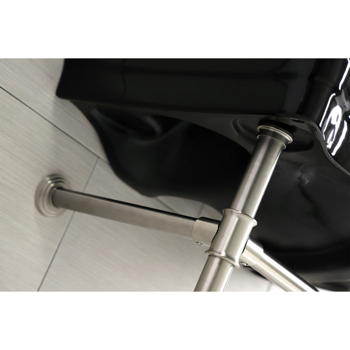 Kingston Tulare VPB136K8ST - Imperial 36-Inch Ceramic Console Sink with Stainless Steel Legs (8-Inch, 3-Hole), Black/Brushed Nickel