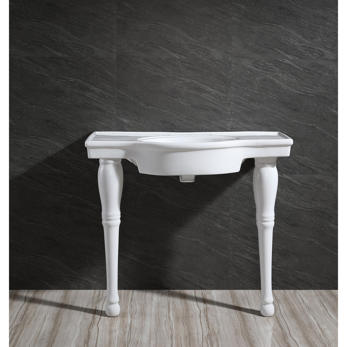 Kingston Heirloom VPB1378 - Templeton 37-Inch Ceramic Console Sink with Legs (8-Inch, 3-Hole), White