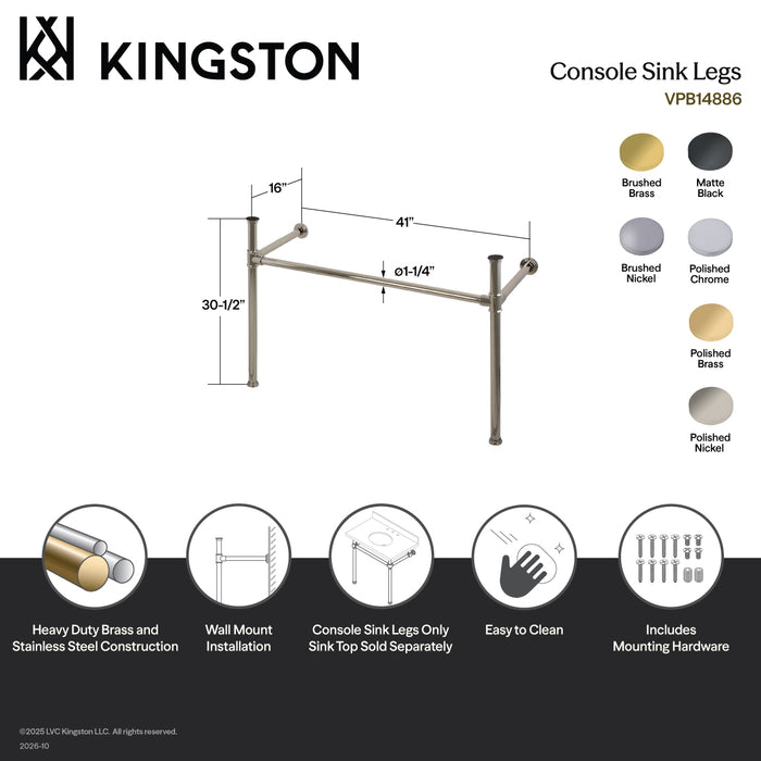 Kingston Tulare VPB14887 - Imperial Stainless Steel Console Legs, Brushed Brass