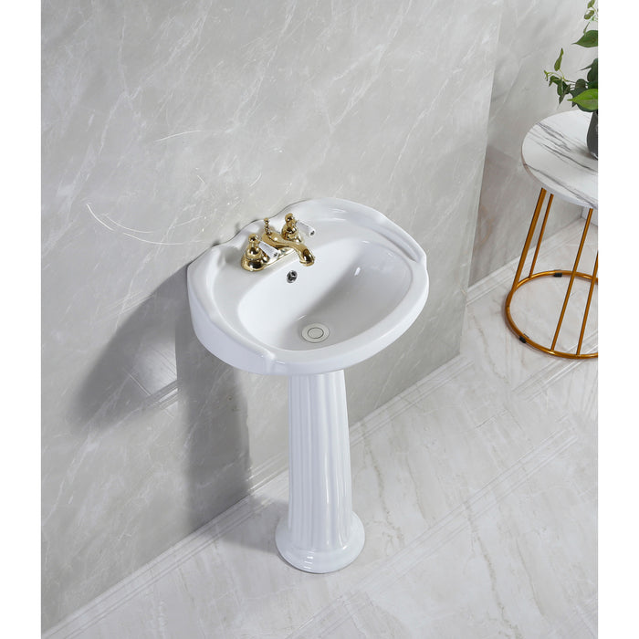 Kingston Heirloom VPB2034 - Stuart 20-Inch Ceramic Pedestal Sink (4-Inch, 3 Hole), Glossy White
