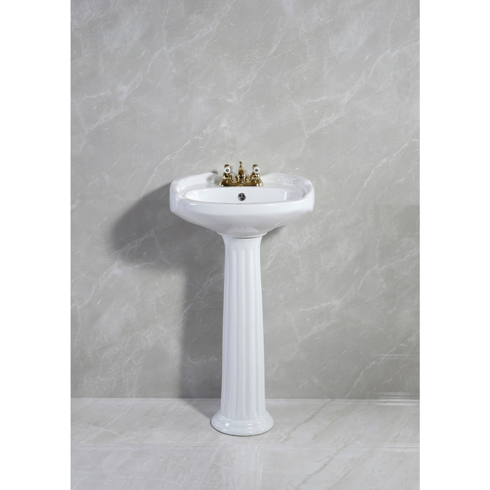 Kingston Heirloom VPB2034 - Stuart 20-Inch Ceramic Pedestal Sink (4-Inch, 3 Hole), Glossy White