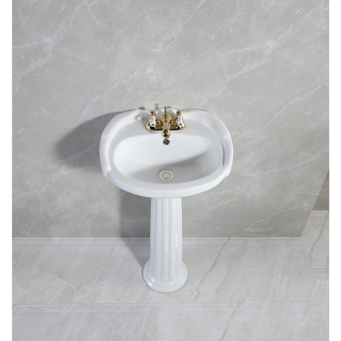 Kingston Heirloom VPB2034 - Stuart 20-Inch Ceramic Pedestal Sink (4-Inch, 3 Hole), Glossy White