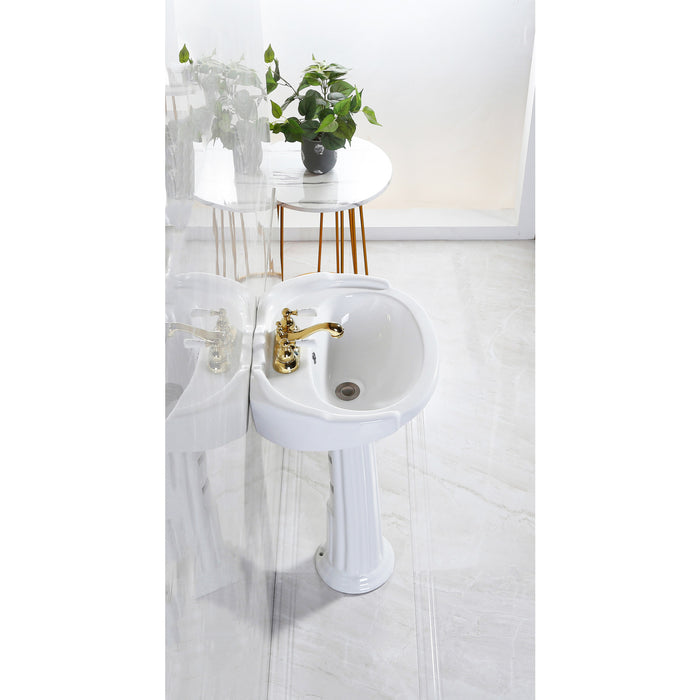 Kingston Heirloom VPB2034 - Stuart 20-Inch Ceramic Pedestal Sink (4-Inch, 3 Hole), Glossy White