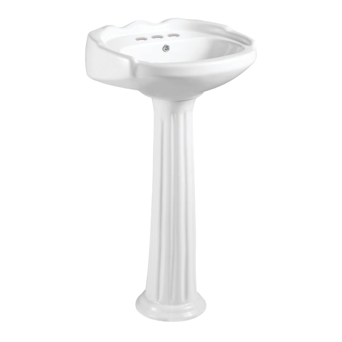 Kingston Heirloom VPB2034 - Stuart 20-Inch Ceramic Pedestal Sink (4-Inch, 3 Hole), Glossy White