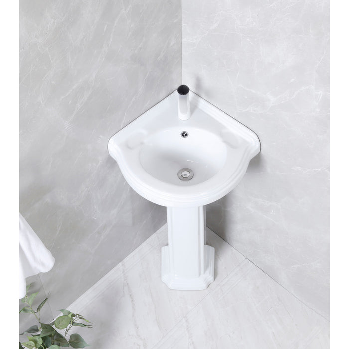 Kingston Heirloom VPB2210 - Pilaster 22-Inch Ceramic Pedestal Sink (Single Hole), Glossy White